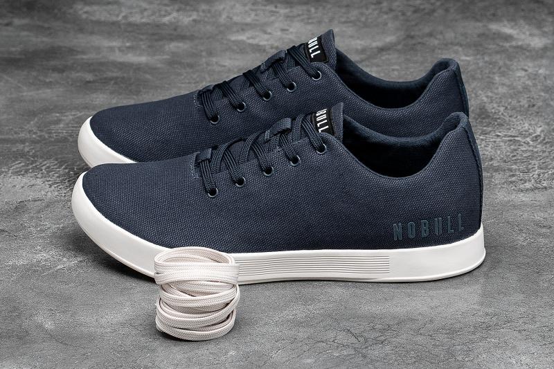 Nobull Ivory Canvas Men's Trainers Navy | USA P1366J